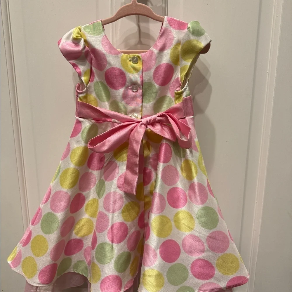 NWOT Jona Michelle 2T Multicolor Polka Dot Short Sleeve Formal Girls Dress